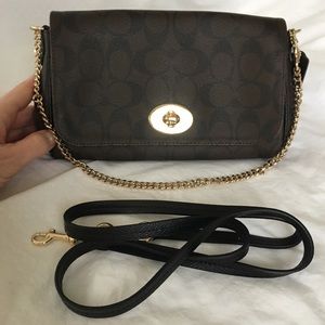 Coach Dark Brown Logo Mini Ruby Crossbody F34615